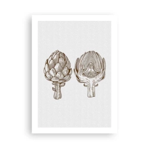 Plakat - Ilustracja dwóch karczochów w stylu vintage - 50x70cm - Lekcja anatomii - Nowoczesna dekoracja ścienna do salonu, kuchni i sypialni ARTTOR