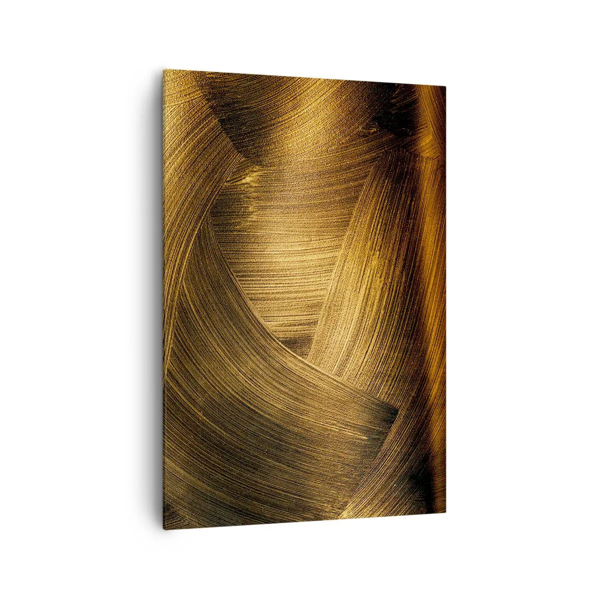 Obraz na płótnie - Złote abstrakcyjne pociągnięcia pędzla - 70x100cm - W złotym labiryncie - Nowoczesna dekoracja ścienna do salonu i sypialni ARTTOR