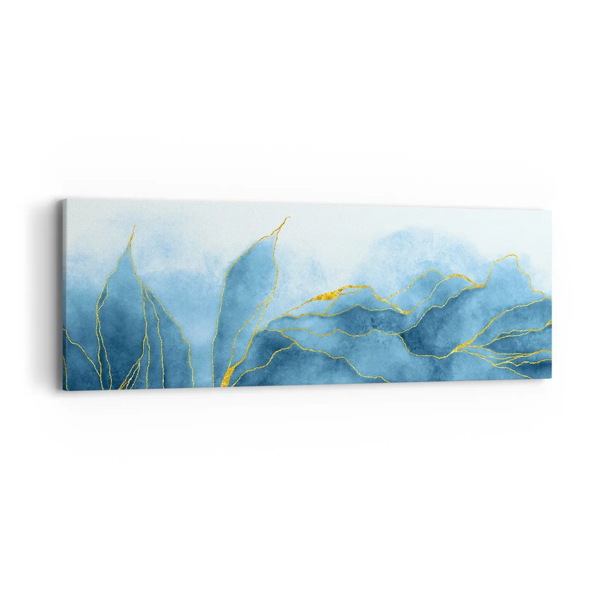 Obraz na płótnie - Błękit w złocie - 90x30 cm