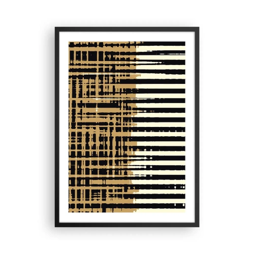 Plakat w czarnej ramie - Geometryczny wzór z liniami i ciepłymi barwami - 50x70cm - Architektoniczna abstrakcja - Nowoczesna dekoracja ścienna do salonu i sypialni ARTTOR