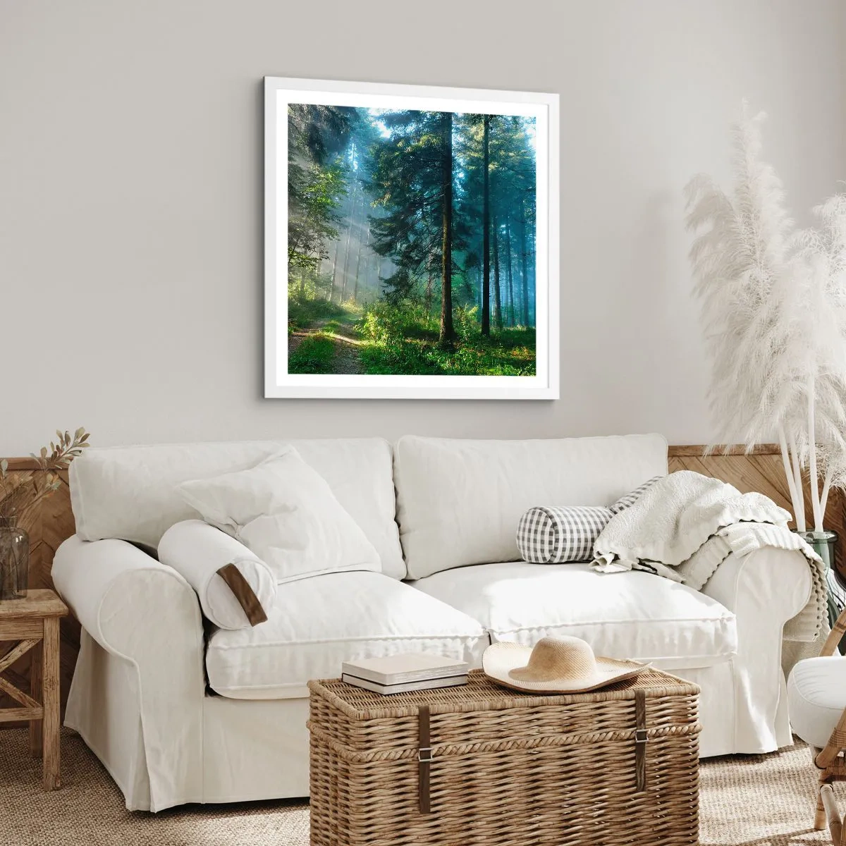 Plakat w białej ramie - Rozpromieniony o poranku - 50x50 cm