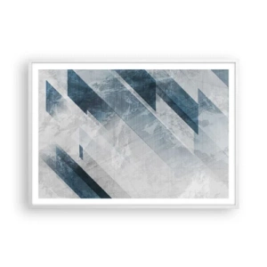 Plakat w białej ramie - Kompozycja przestrzenna – ruch szarości - 100x70 cm