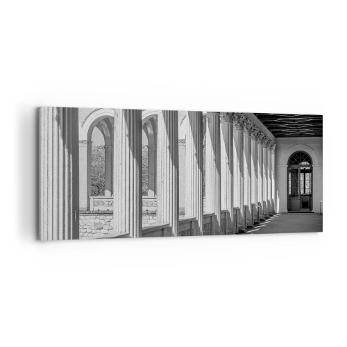 Obraz na płótnie - Kolumnada w klasycznym stylu w czerni i bieli - 120x50cm - Słoneczna arkada - Nowoczesna dekoracja ścienna do salonu i sypialni ARTTOR