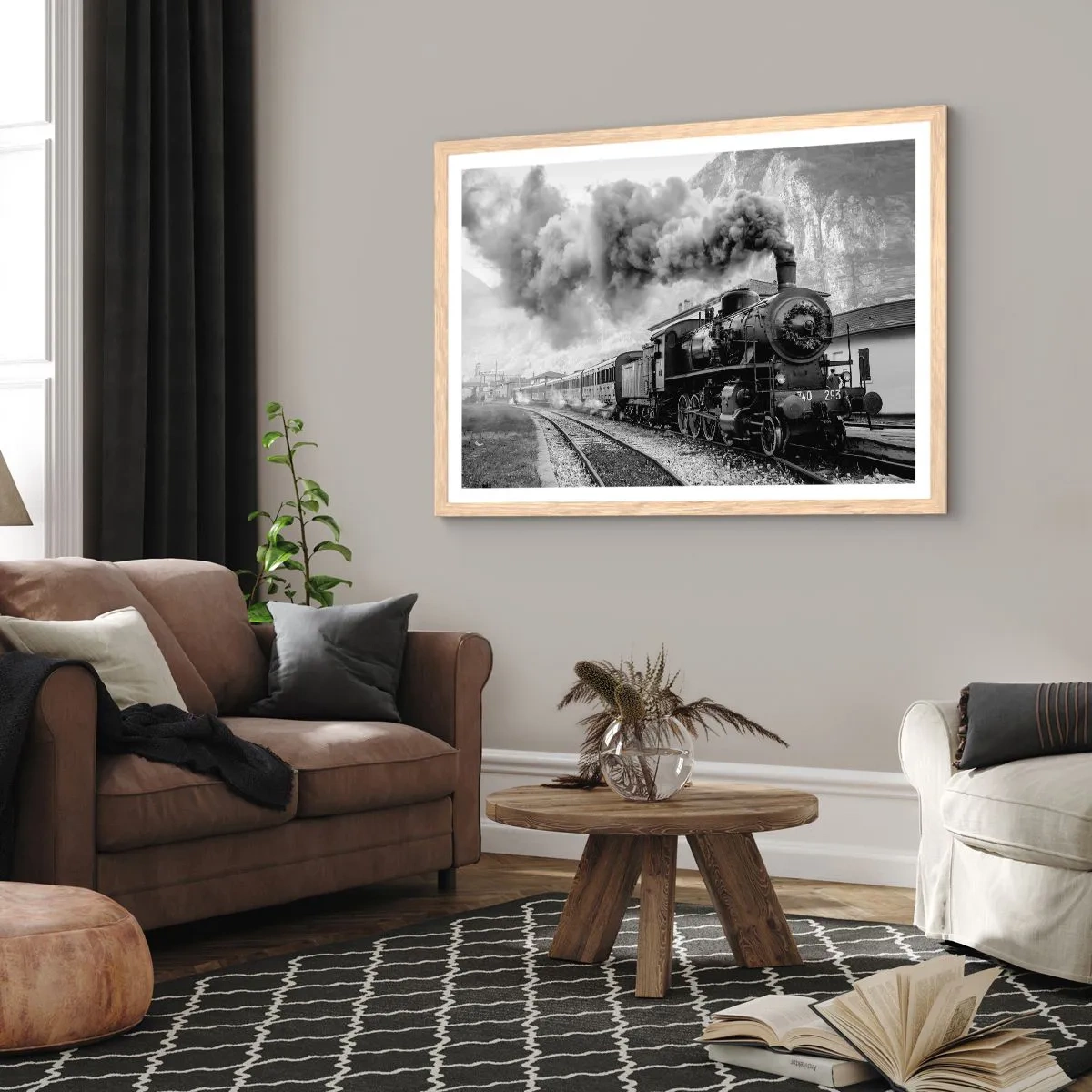 Plakat w ramie jasny dąb - Stoi na stacji… - 70x50 cm