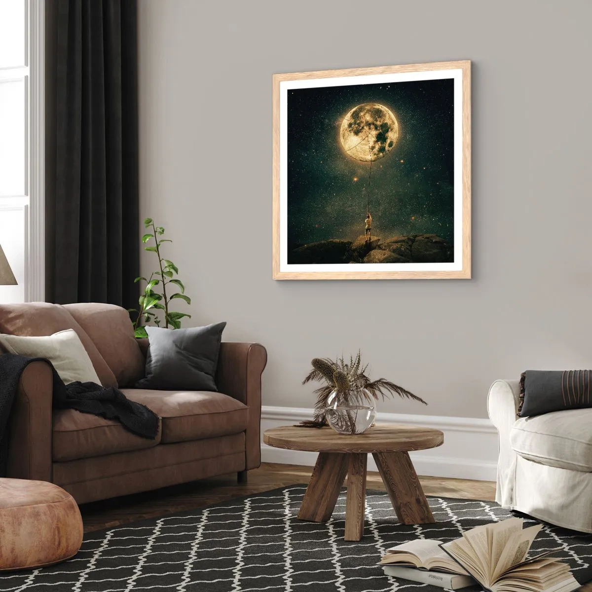 Plakat w ramie jasny dąb - Jeden taki, co ukradł Księżyc - 40x40 cm