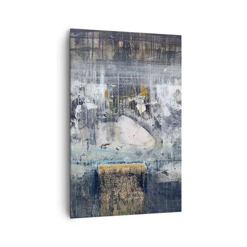 Obraz na płótnie - Abstrakcyjna kompozycja w chłodnych tonacjach - 80x120cm - Jak po lodzie, jak po grudzie - Nowoczesna dekoracja ścienna do salonu i sypialni ARTTOR