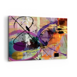Obraz na płótnie - Kolorowy abstrakcyjny wzór z dynamicznymi liniami i kształtami - 120x80cm - Można wprost lub naokoło - Nowoczesna dekoracja ścienna do salonu, kuchni i sypialni ARTTOR