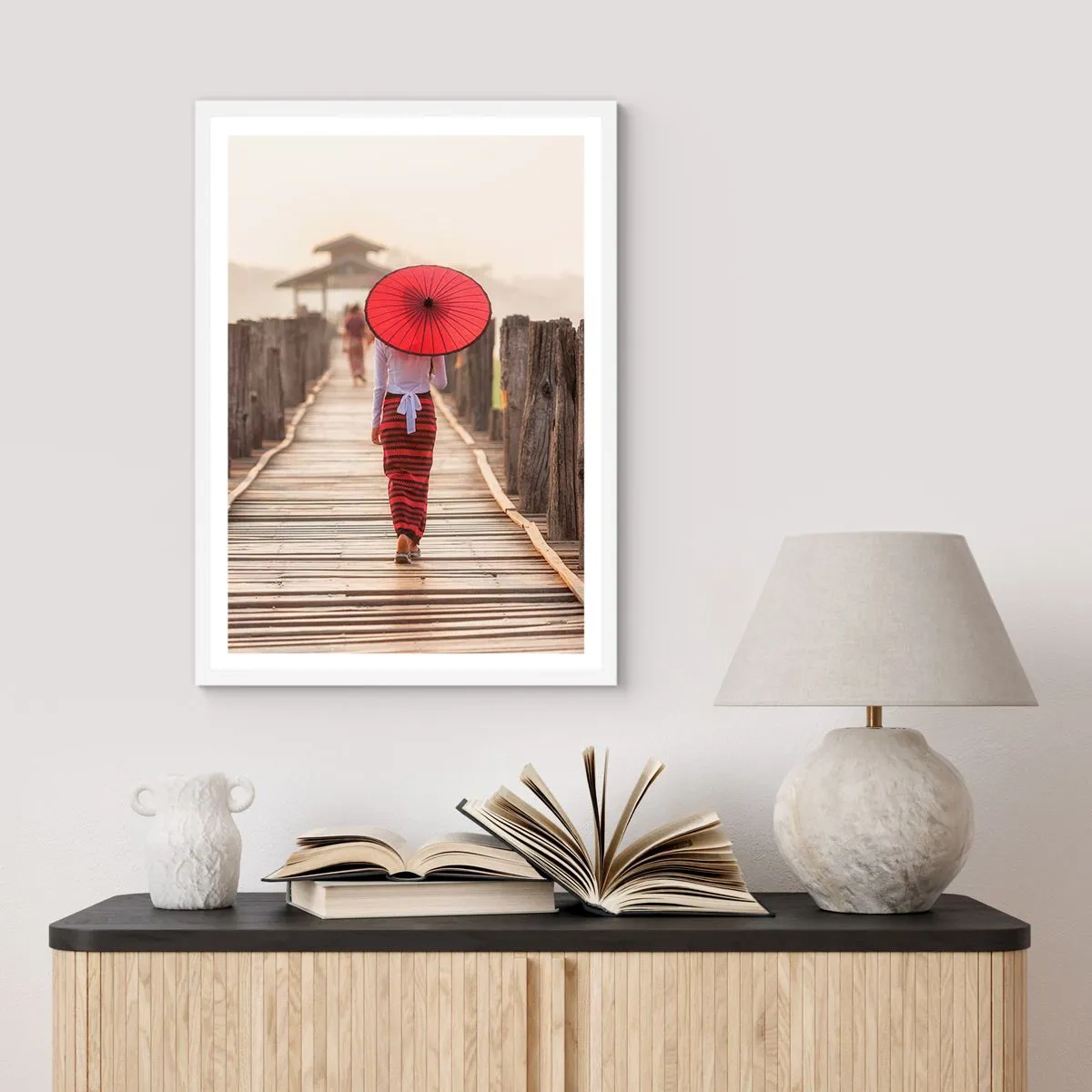 Plakat w białej ramie - Na starym moście - 50x70 cm