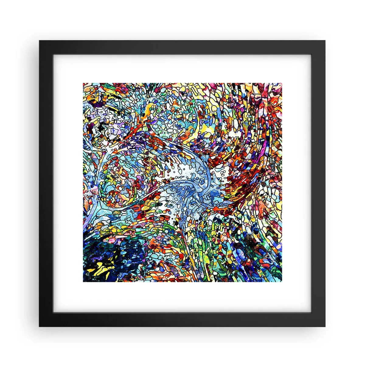 Plakat w czarnej ramie - Witraż kroplisty - 30x30 cm