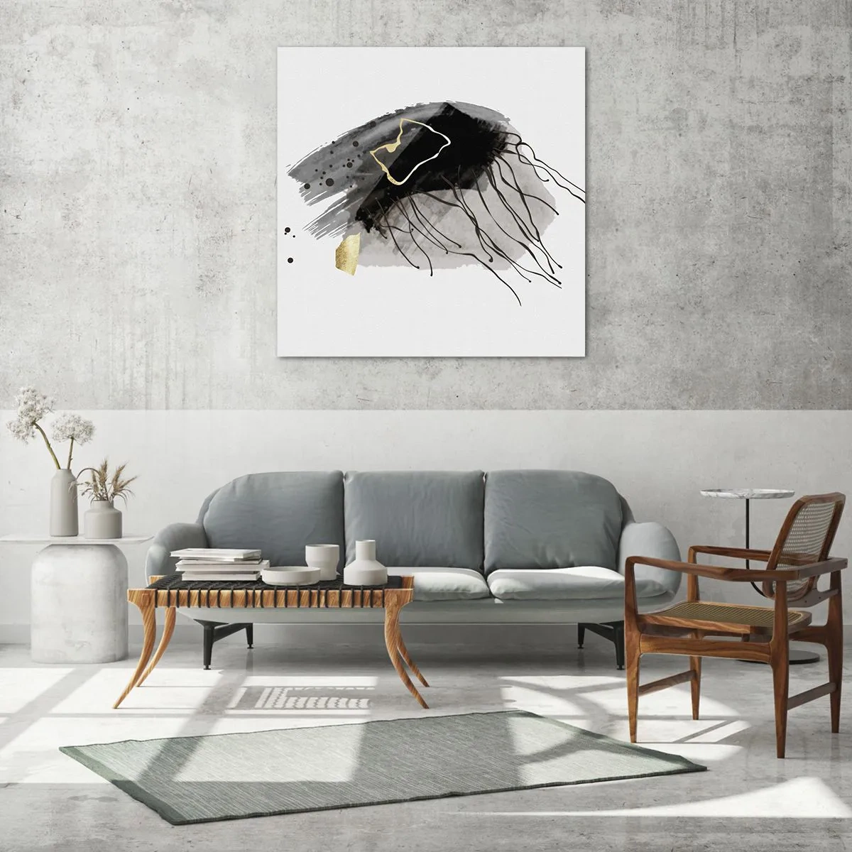 Obraz na szkle - W czerni i w złocie - 40x40 cm