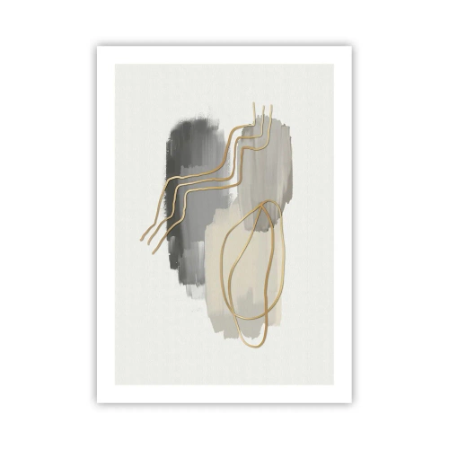 Plakat - Abstrakcyjna kompozycja z liniami i plamami farby - 50x70cm - Trwanie i ruch - Nowoczesna dekoracja ścienna do salonu, kuchni i sypialni ARTTOR