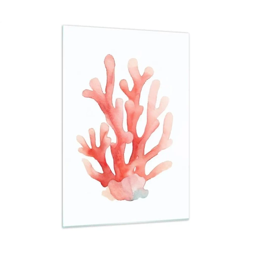 Obraz na szkle - Akwarelowy różowy koral na białym tle - 50x70cm - Koral koloru koralowego - Nowoczesna dekoracja ścienna do salonu, kuchni i sypialni ARTTOR