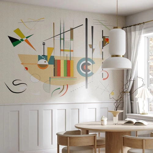 Fototapeta Premium Sand - Kolorowa abstrakcja geometryczna na jasnym tle - 100x70cm - I świat się śmieje - Nowoczesna dekoracja ścienna do salonu, kuchni i sypialni ARTTOR