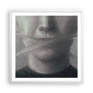 Plakat w białej ramie - Ani słowa - 60x60 cm