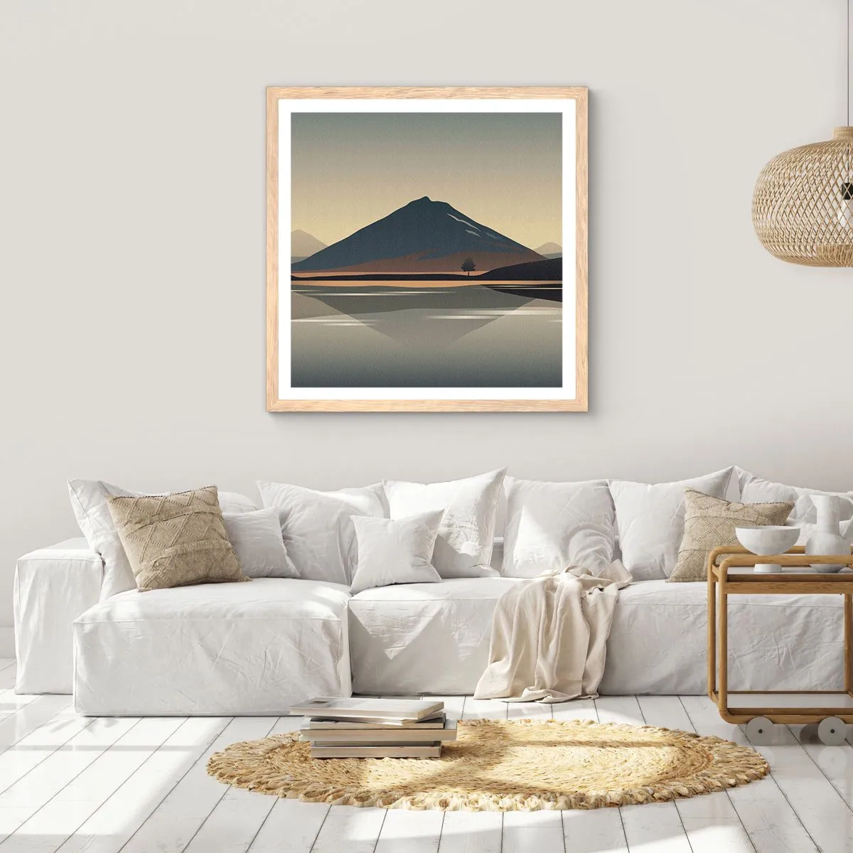 Plakat w ramie jasny dąb - Lustrzane odbicie - 50x50 cm