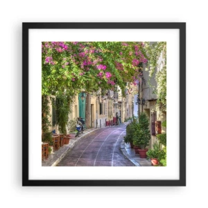 Plakat w czarnej ramie - Kwitnący zaułek - 40x40 cm