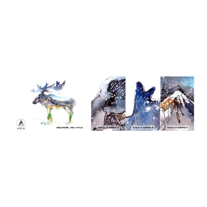 Fototapeta Próbka Standard Eco - Bohater zimowej opowieści - Abstrakcja, Łoś, Góry - 100x30 cm