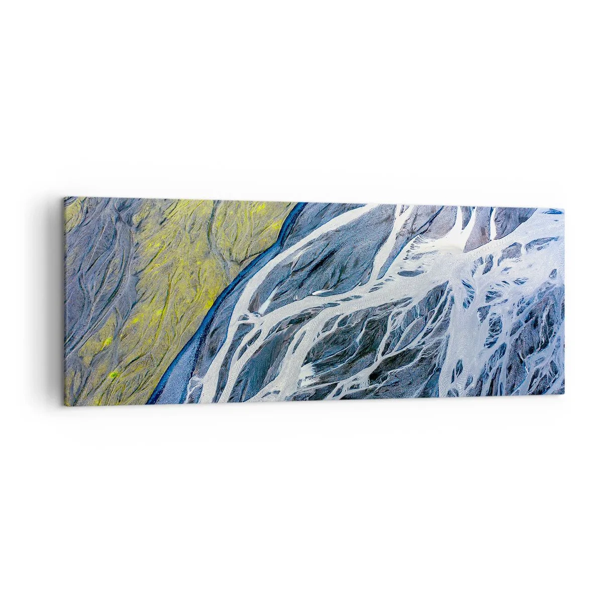 Obraz na płótnie - Abstrakcyjny widok na meandrujące koryta rzek z lotu ptaka - 140x50cm - Naskalne malowidła natury - Nowoczesna dekoracja ścienna do salonu i sypialni ARTTOR