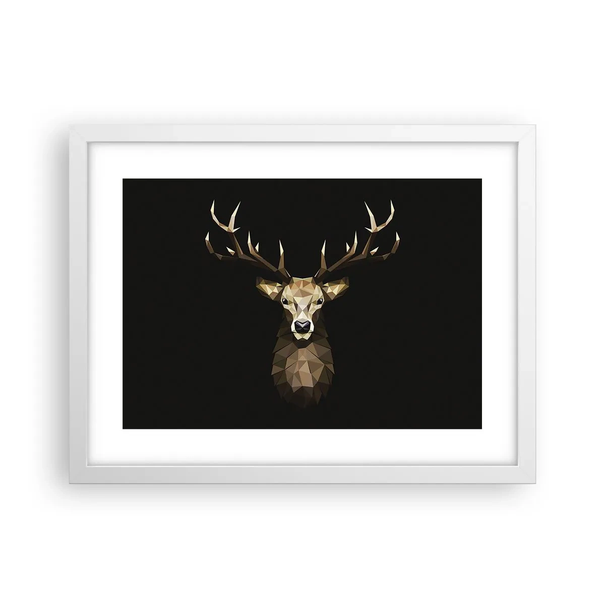 Plakat w białej ramie - Kubistyczny jeleń - 40x30 cm