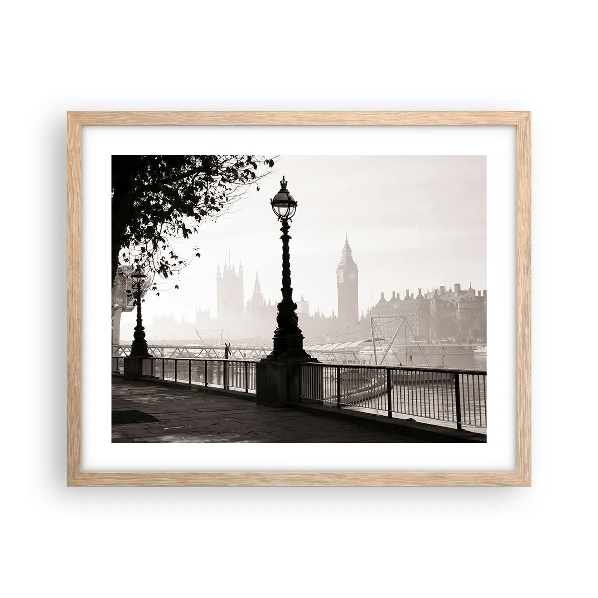 Plakat w ramie jasny dąb - Londyński poranek - 50x40 cm