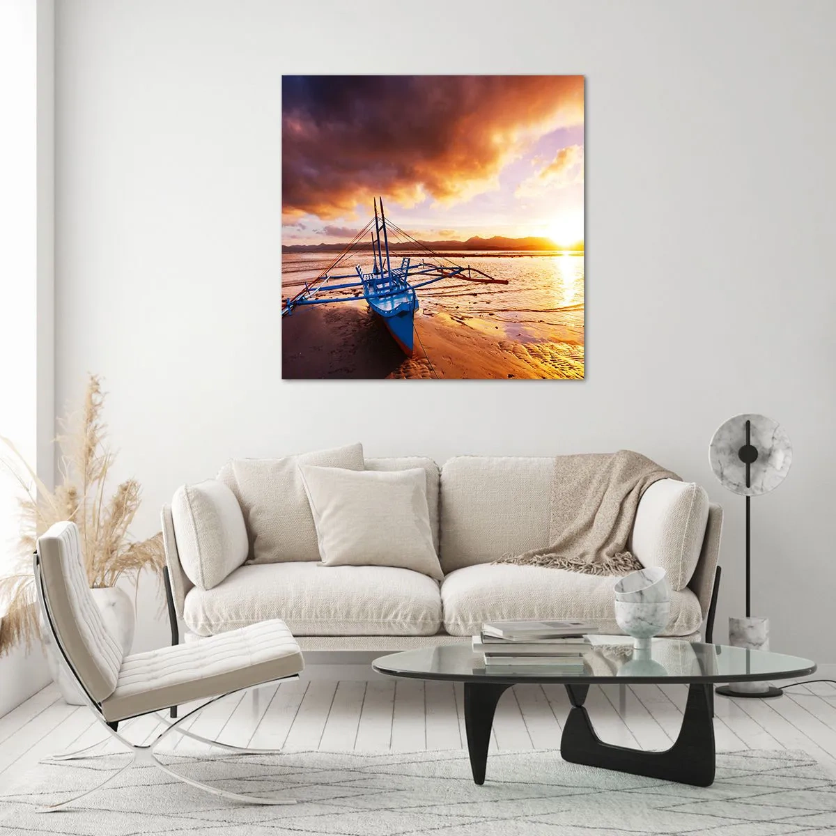 Obraz na szkle - Po całym dniu wyciągnąć się na piasku - 60x60 cm