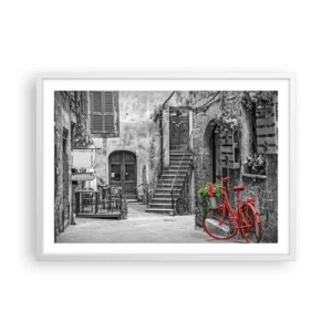Plakat w białej ramie - Toskański zaułek - 70x50 cm