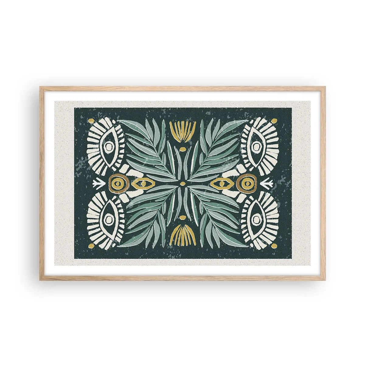 Plakat w ramie jasny dąb - Jak ludowa wycinanka - 91x61 cm