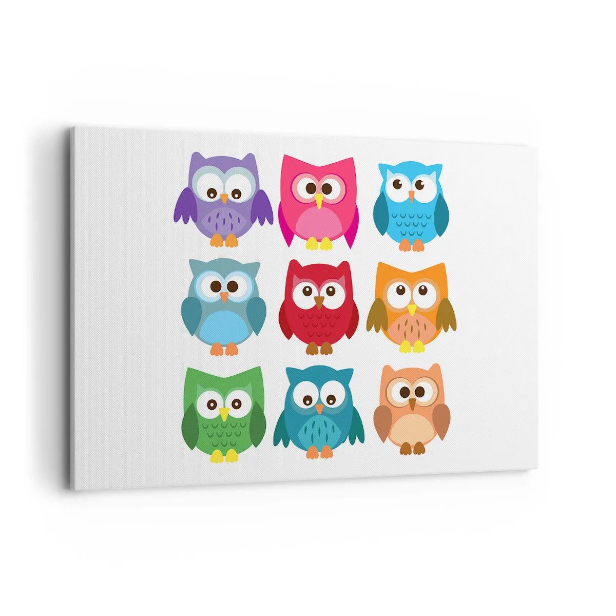 Obraz na płótnie - Kolorowe ilustracje sów w dziecięcym stylu - 120x80cm - Różnić można się zabawnie - Nowoczesna dekoracja ścienna do salonu, kuchni i sypialni ARTTOR