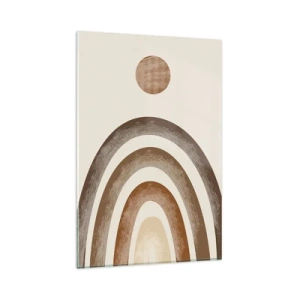 Obraz na szkle - Geometryczny motyw planetarny w odcieniach brązu - 80x120cm - W odległej galaktyce - Nowoczesna dekoracja ścienna do salonu i sypialni ARTTOR