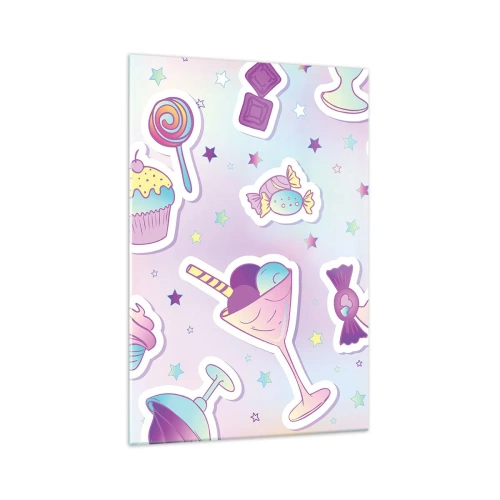 Obraz na szkle - Pastelowe wzory ze słodyczami i deserami - 70x100cm - Żeby codziennie były urodziny - Nowoczesna dekoracja ścienna do salonu i sypialni ARTTOR