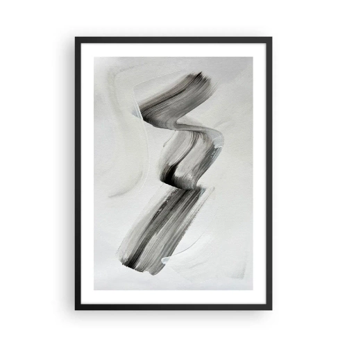 Plakat w czarnej ramie - Minimalistyczny czarno-biały pędzel - 50x70cm - Od niechcenia dla zabawy - Nowoczesna dekoracja ścienna do salonu i sypialni ARTTOR