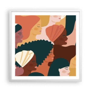 Plakat w białej ramie - Tylko kobiecość - 60x60 cm