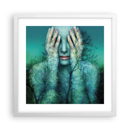 Plakat w białej ramie - Zanurzona w błękicie - 40x40 cm