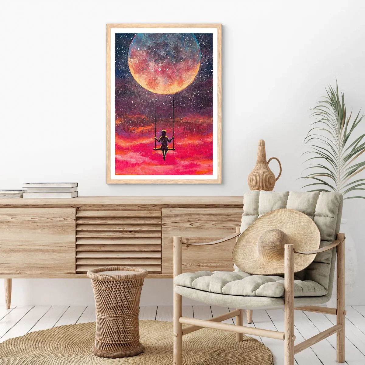 Plakat w ramie jasny dąb - Bujać w obłokach - 70x100 cm