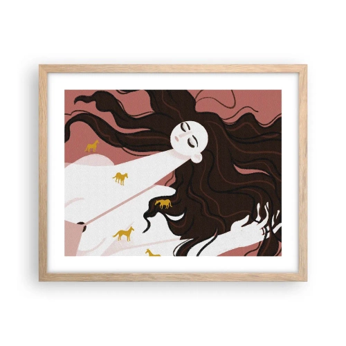 Plakat w ramie jasny dąb - Sen o złotym koniu - 50x40 cm