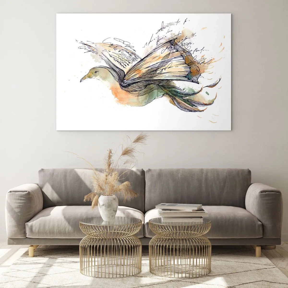 Obraz na szkle - Ptak z rozwiniętej książki, artystyczna metafora wiedzy - 100x70cm - Na skrzydłach poezji - Nowoczesna dekoracja ścienna do salonu, kuchni i sypialni ARTTOR