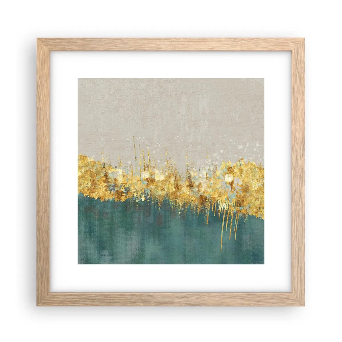 Plakat w ramie jasny dąb - Złota granica - 30x30 cm