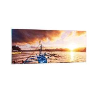 Obraz na szkle - Po całym dniu wyciągnąć się na piasku - 100x40 cm