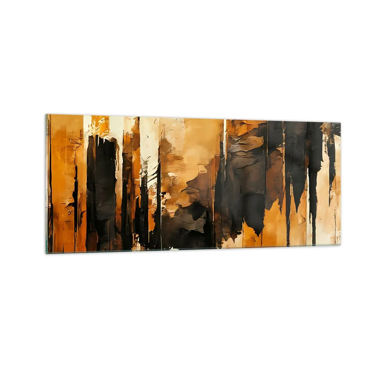 Obraz na szkle - Harmonia czerni i złota - 100x40 cm