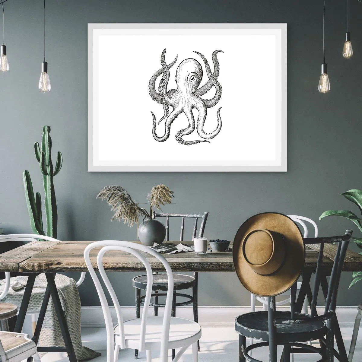 Plakat w białej ramie - Tańcząca z falami - 40x30 cm