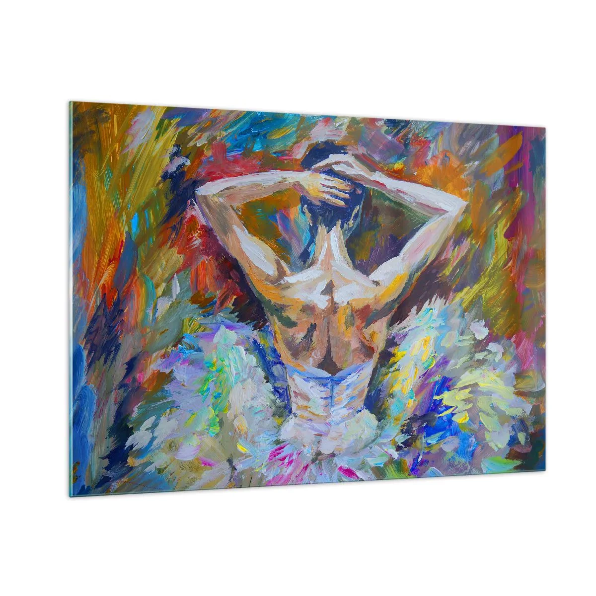 Obraz na szkle - Baletnica w ekspresyjnym malarskim stylu pełnym kolorów - 100x70cm - To może być wszysko - Nowoczesna dekoracja ścienna do salonu, kuchni i sypialni ARTTOR