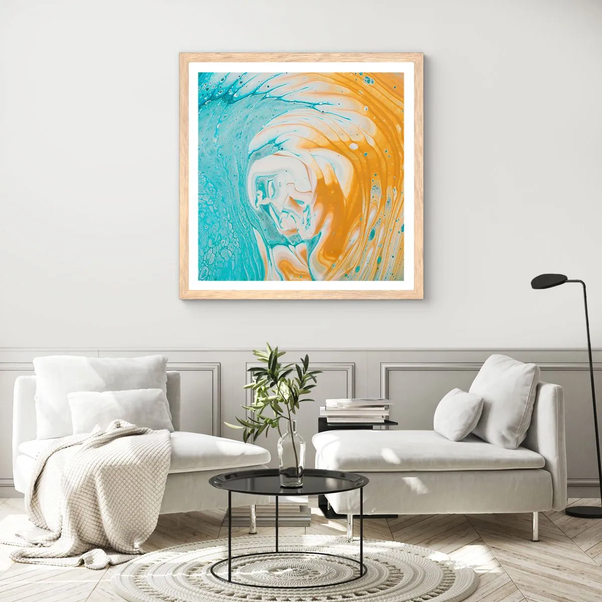 Plakat w ramie jasny dąb - Pastelowy wir - 60x60 cm