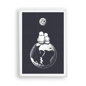 Plakat w białej ramie - Kosmiczne love story - 70x100 cm