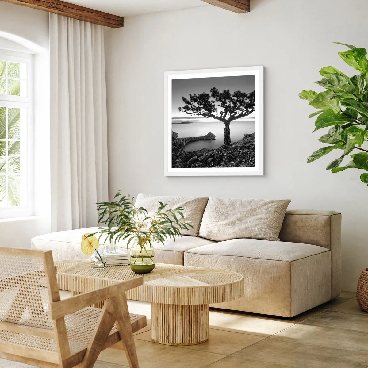 Plakat w białej ramie - Spokój aż po horyzont - 50x50 cm