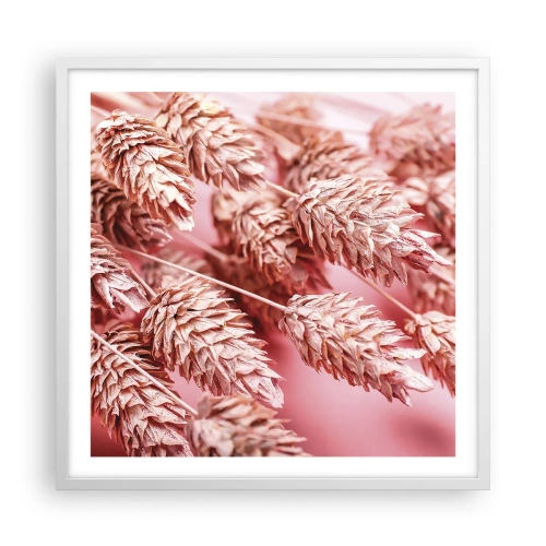 Plakat w białej ramie - Kwietna kaskada w różu - 60x60 cm