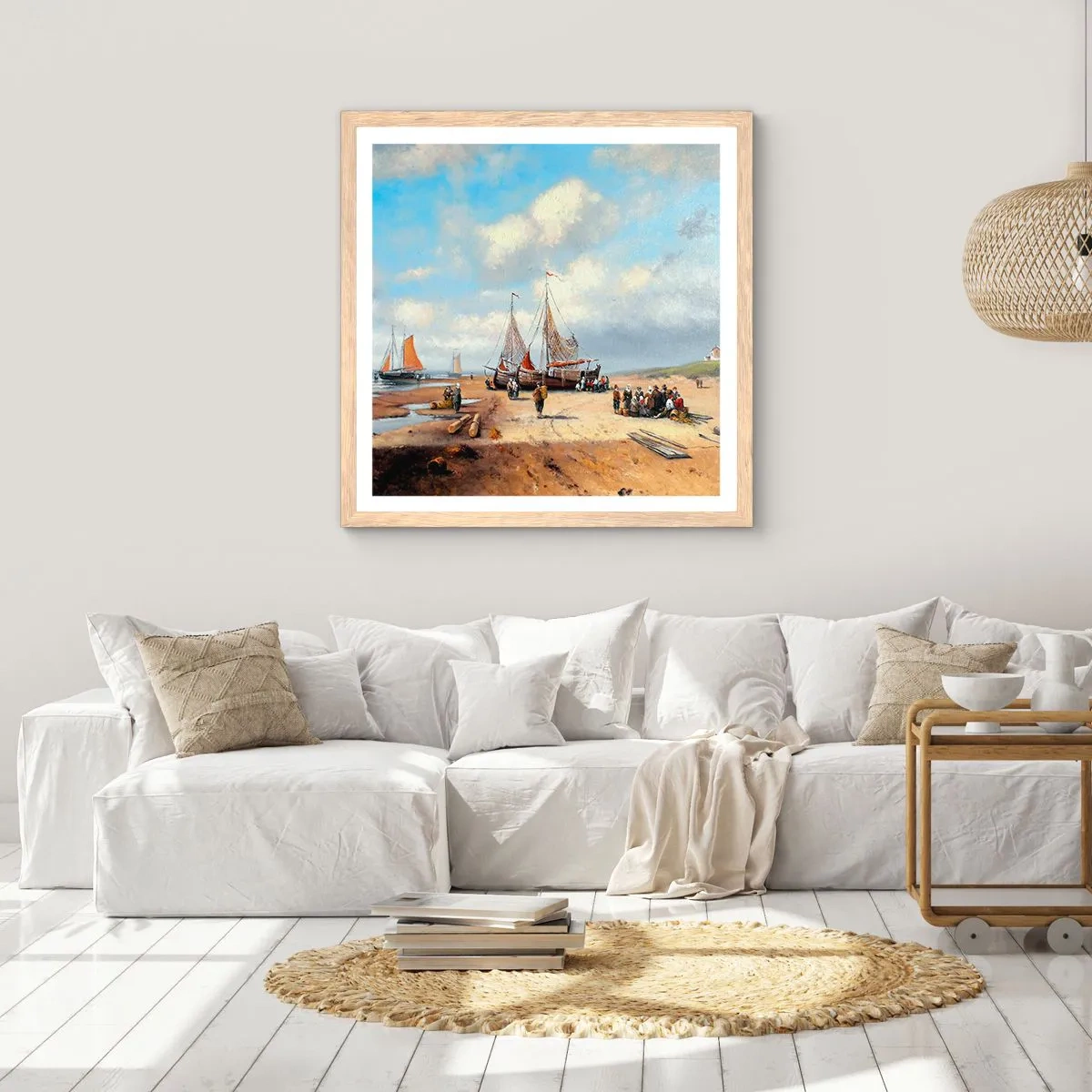 Plakat w ramie jasny dąb - Po udanym połowie - 30x30 cm