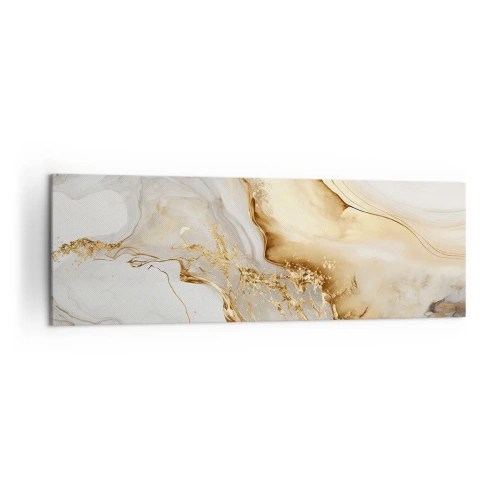 Obraz na płótnie - Złote i marmurowe abstrakcyjne wzory na jasnym tle - 160x50cm - Abstrakcja: piękno i dobro - Nowoczesna dekoracja ścienna do salonu i sypialni ARTTOR