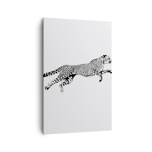 Obraz na płótnie - Minimalistyczna grafika geparda w ruchu - 80x120cm - Najszybszy na Ziemi - Nowoczesna dekoracja ścienna do salonu i sypialni ARTTOR