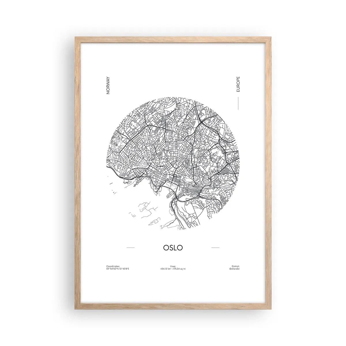 Plakat w ramie jasny dąb - Anatomia Oslo - 50x70 cm
