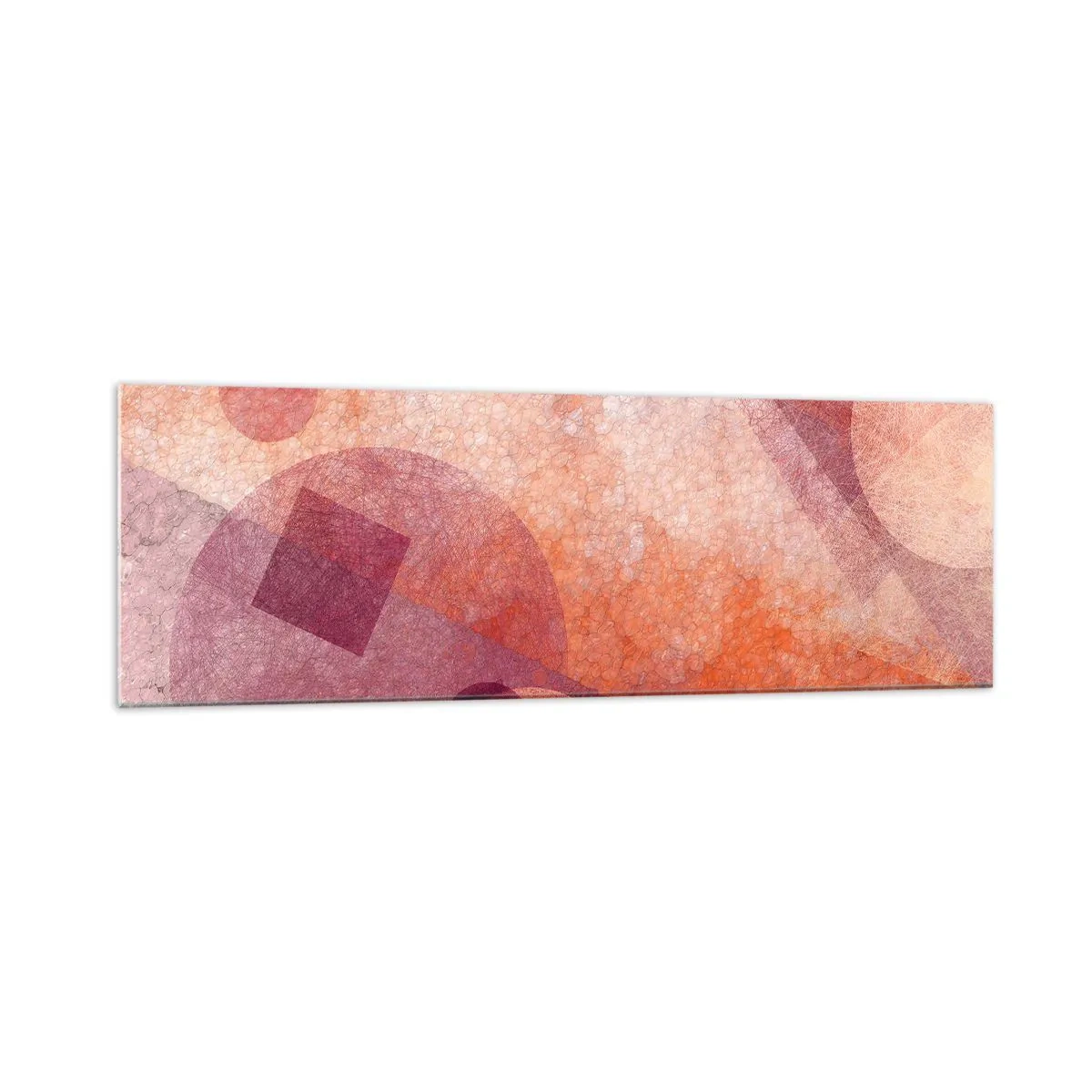 Obraz na szkle - Abstrakcyjne kształty geometryczne w pastelowych odcieniach różu - 160x50cm - Przekształcenia geometryczne w różu - Nowoczesna dekoracja ścienna do salonu i sypialni ARTTOR